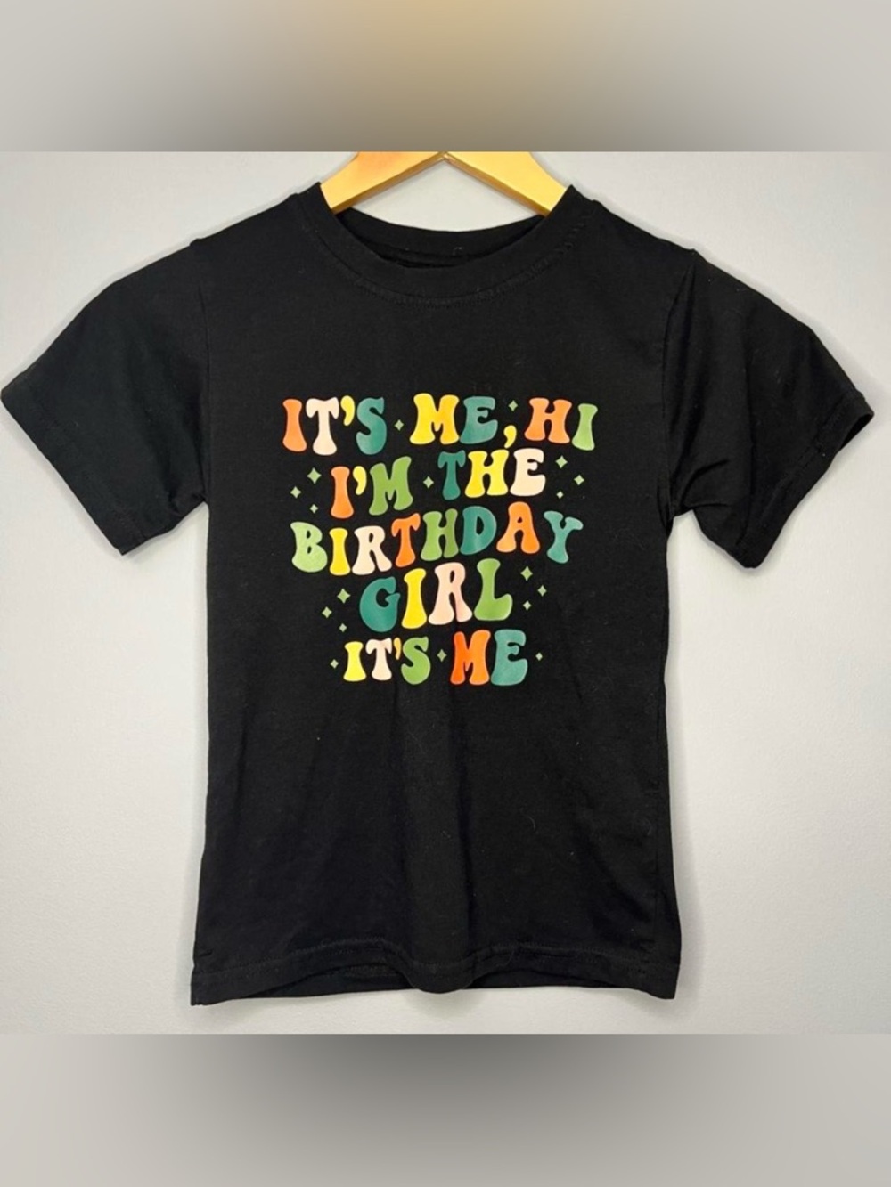 Source Unknown Black Kids' Birthday Graphic Tee with Retro Color Print